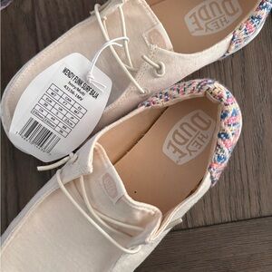 Hey Dude Wendy Slip-Ons in Ivory with Multicolor Trim